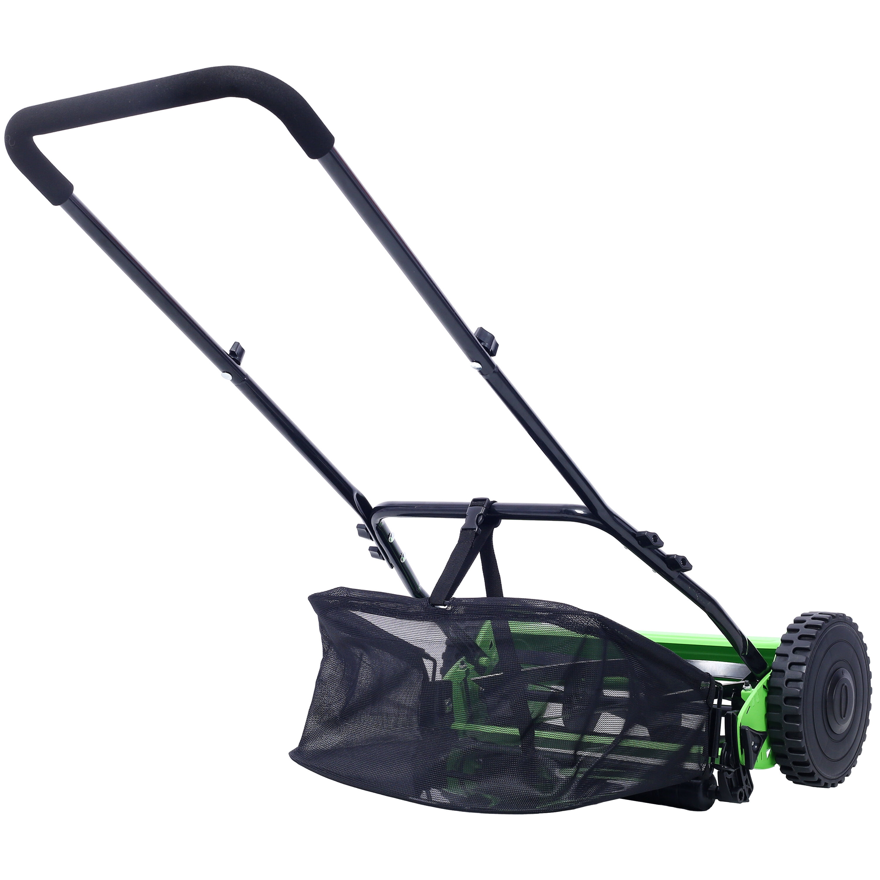 , 14-Inch 5-Blade Push Reel Lawn Mower with Grass Catcher, GREEN COLOR, Green ,Steel ,