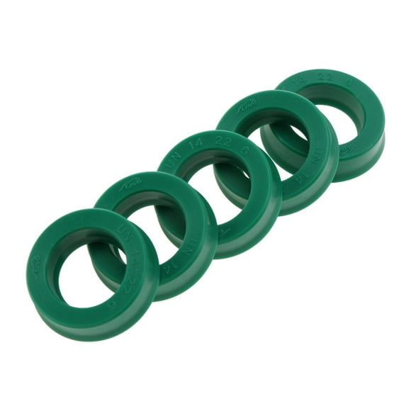 Anillo de Sello de Aceite Universal Labio UN Sello de Eje Rotativo 14x22x6mm Alta Presión TPU Verde 5 Pcs