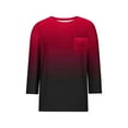 thumbnail image 4 of SDNall Femmes Casual Couleur Unie Col Rond 3/4 Manches et 3/4 Poche Top, 4 of 9
