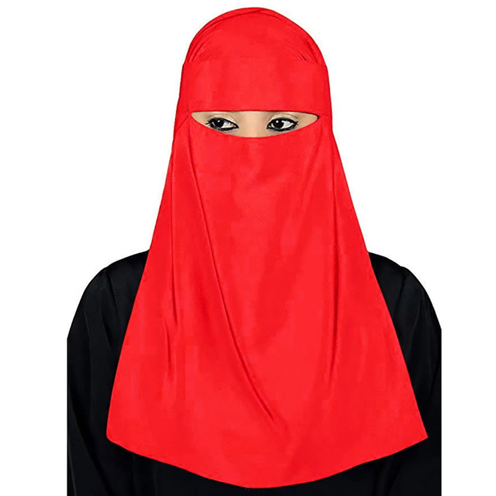 One Layer Niqab Muslim Middle East Arab veil Face cover Black Korean Chiffon. 