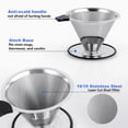 thumbnail image 6 of Stainless Steel Cone Coffee Dripper, Slow Drip Coffee Filter, Paperless and Reusable, Ultra Fine Micromesh Filter,1 x Coffee funnel,Silver, 6 of 7
