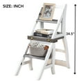thumbnail image 6 of Solid Wood Foldable Ladder Chair,2 in 1 Lightweight Portable Multifunctional Step Stool,3 Step Dual Purpose Step Ladder and Display Stand, for Home,Library,Kitchen,Antique White, 6 of 7