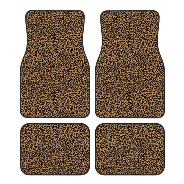 Fotbe Leopard Juego de 4 Tapetes para Auto con Estampado – Alfombrillas de Goma Reforzada, Diseño Antideslizante, Protección para Todo el Año – Vehículos, Autos, Camionetas y SUVs