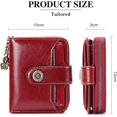 thumbnail image 4 of Cartera pequeña para mujer, monedero de piel auténtica para mujer con bloqueador RFID, color burdeos, con bolsillo para monedas, cartera pequeña con cremallera, tarjetero, 4 of 5
