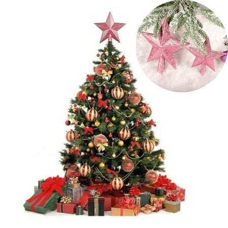 Jesus Tree Topper CARLTON GLOBAL Pale Pink Christmas tree top star Topper Glitter finish 15cm star for top tree ()
