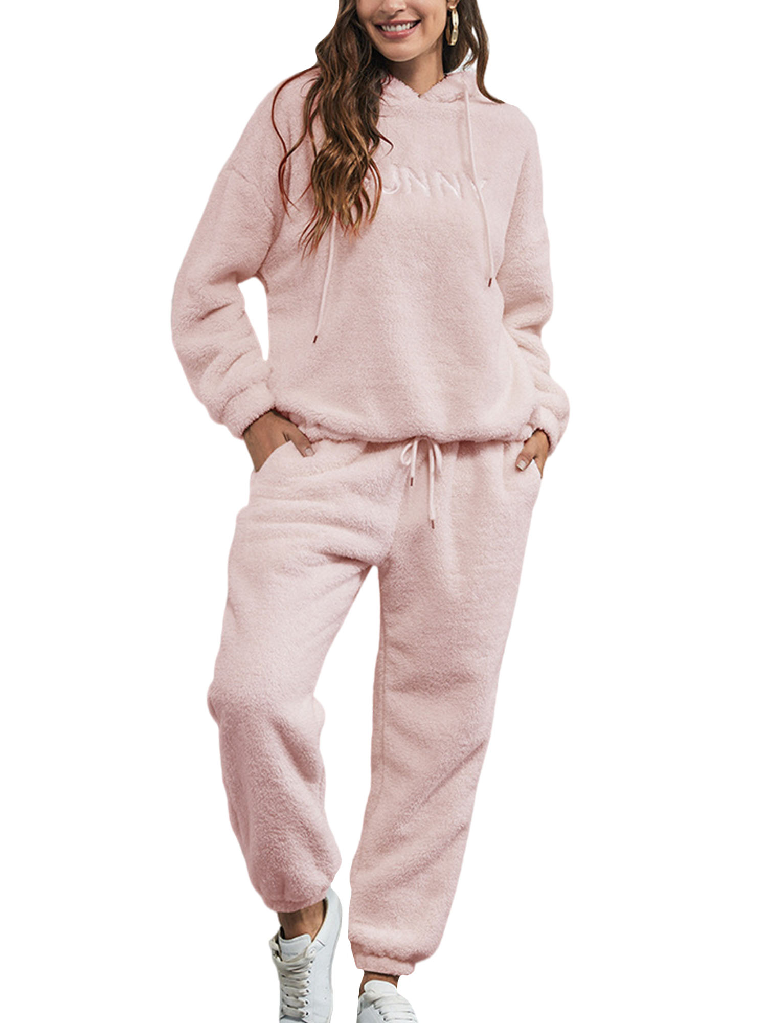 Frontwalk Women Fleece Sweatsuit 2 Piece Outfit Winter Warm Sherpa