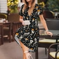 thumbnail image 3 of Easygdp Dancing Skeleton Party para Vestido Transpirable de Mujer, Vestido Suelto de Manga Corta con Pliegues y Bolsillos para el Verano, 3 of 6