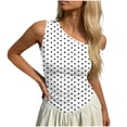 thumbnail image 6 of FDGIU Women's Off Shoulder Polka Dot Slim Tank Top, Short Sleeve Stretch Sleeveless Tee for Summer Daily Club Beach Layering Outfits, 6 of 6