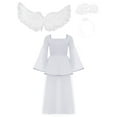 thumbnail image 6 of Yruioon Girls Angel White Bell Long Sleeve Maxi Dress with Wig Headband for Cosplay White 4, 6 of 7