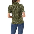 thumbnail image 3 of INSPIRAR CHIC Blusas de Cuello en V para Mujeres Elegantes Casual con Estampado de Cereza, con Solapa Notch, de Manga Corta de Verano, Talla XL, Verde Oliva, 3 of 6