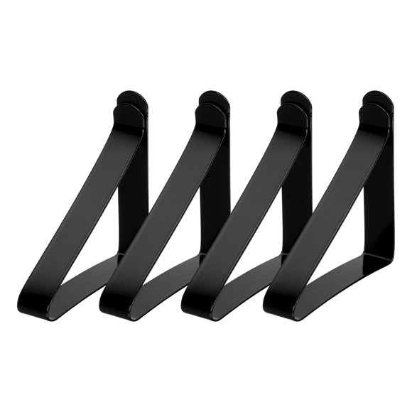 Uxcell 4 Pack Tablecloth Clips, Stainless Steel Table Cloth Cover Clamps, 2.56" x 2.68" Windproof Holder Clips for Home Party Picnic Wedding Camping Dining Tables, Black