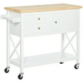 thumbnail image 1 of HOMCOM Kitchen Island Cart with Storage Drawers Rubber Wood Tabletop, 1 of 10