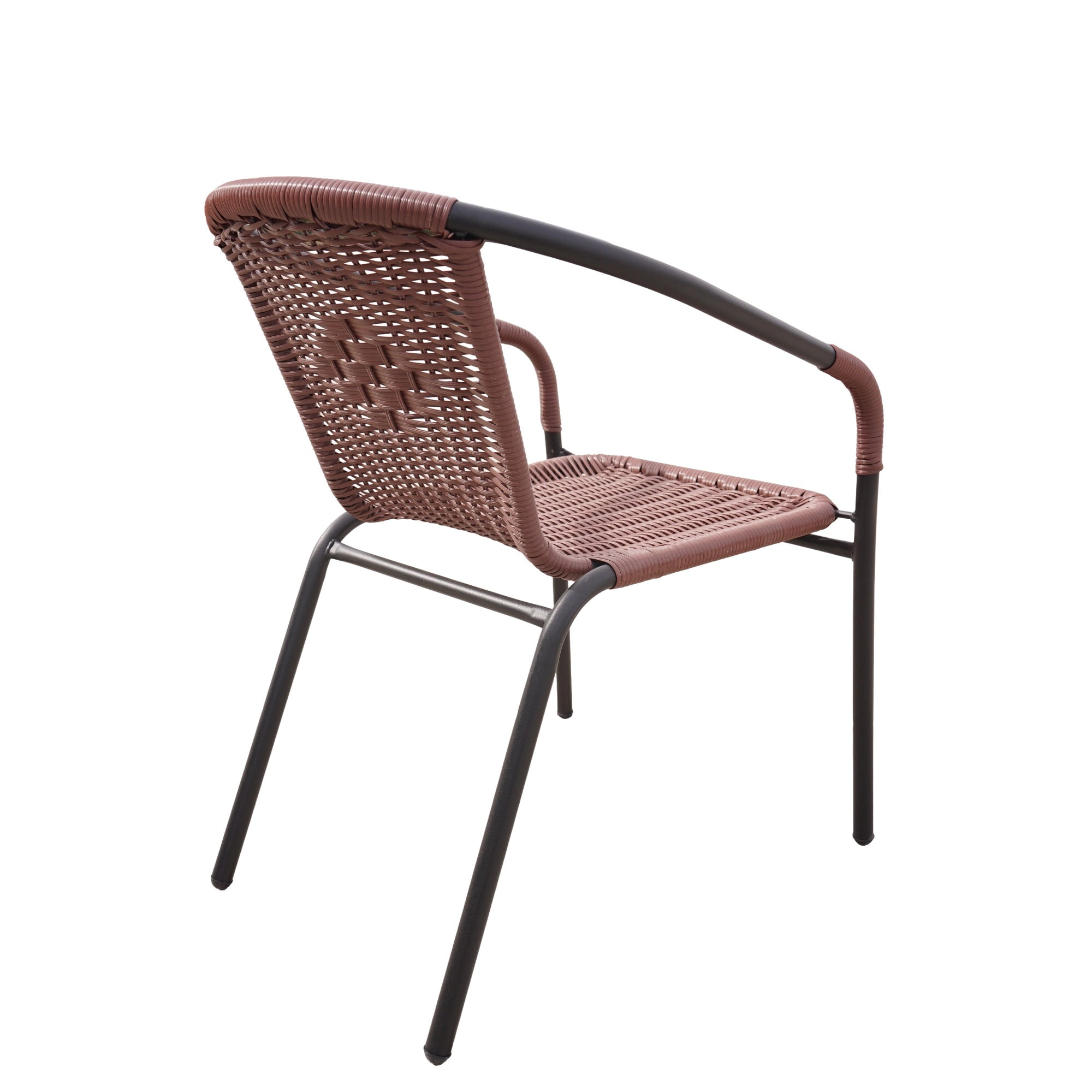 RTC Group Furniture Stackable Rattan Dining Chair, Set of 4 for Indoor/Outdoor Patio Restaurant, Porch, Backyard Dark Brown