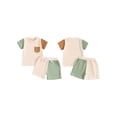 thumbnail image 2 of vera natura Toddler Boys Summer Outfits Pocket Contrast Color Short Sleeve T-Shirts Tops Elastic Waist Shorts 2Pcs Clothes Set, 2 of 9