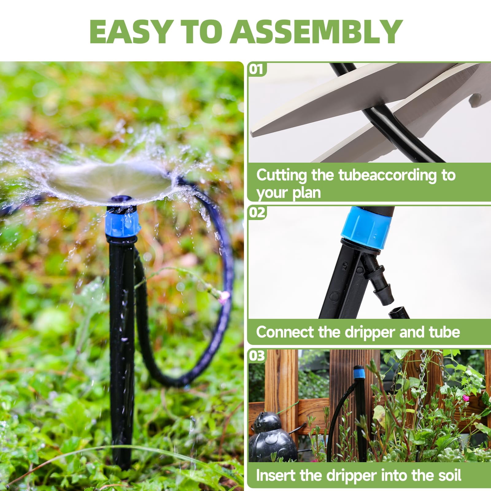 50/ 100/ 240FT Drip Irrigation System Kit Automatic Garden Watering System for Plant Greenhouse Yard Lawn