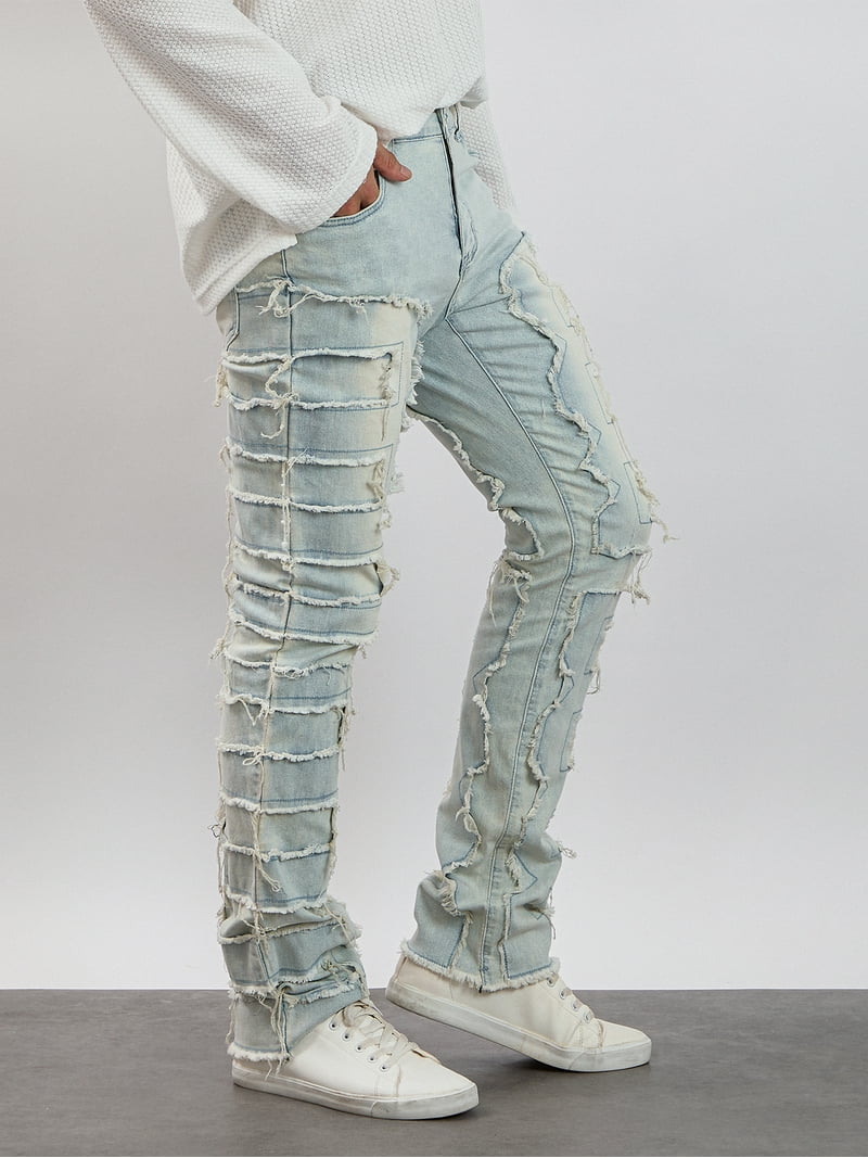 Men's Ripped Jeans Y2k Distressed Destroyed Straight Denim