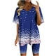 thumbnail image 1 of Blusas para Mujeres Casual Cuello en V Impresión de Manga Corta Blusa Y Pantalones Cortos Dos Piezas Pantalones Conjunto, 1 of 4