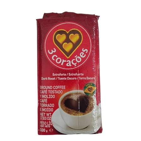 3 Coracoes Extra Forte Brazilian Ground Coffee - 17.6 ounce, Pack of 1