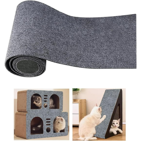 Tapis à gratter autocollant pour chat 200 cm x 40 cm, planche à gratter pour chat, tapis à gratter pour chat, ruban anti-rayures pour support de chat, manche en bois, tour à chat