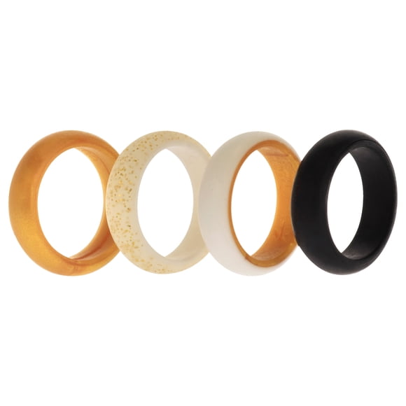 Juego de anillos de boda de silicona de 2 capas - Oro de ROQ para mujer - Anillo de 4 x 5 mm