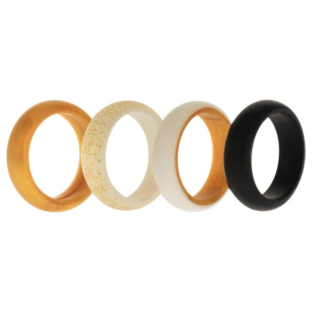 Juego de anillos de boda de silicona de 2 capas - Oro de ROQ para mujer - Anillo de 4 x 5 mm