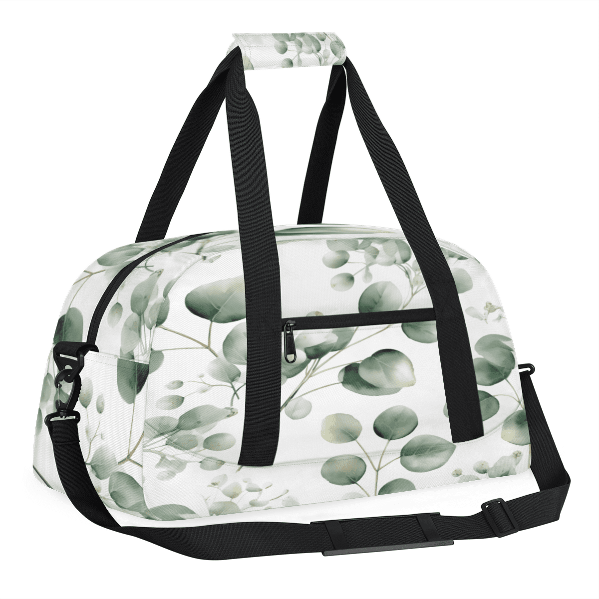 Herdesigns Sage Green Sports Duffle Bag for Women & Men, Eucalyptus Leaf Gym Bag Dance Bag Overnight Bag Carry On Weekender Travel Bag