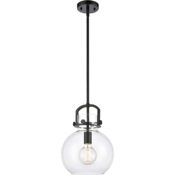 410-1S-BK-10CL Innovations Lighting Newton-One Light Mini Pendant-14 Inches Wide by 17 Inches High-Matte Black Finish