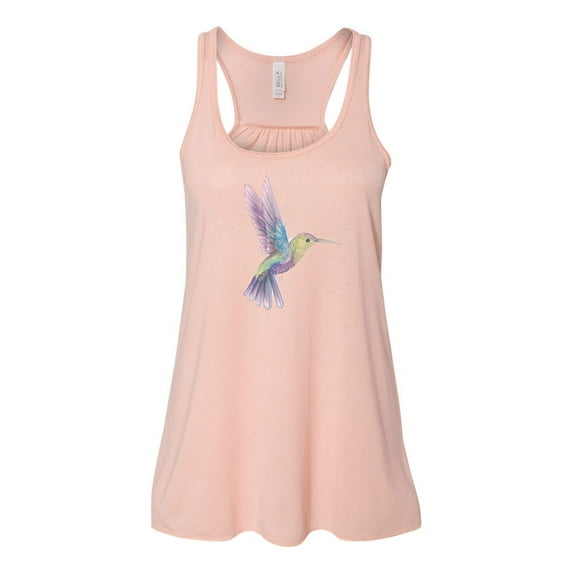 "Hummingbird Tank Top, Watercolor Hummingbird, Soft Bella Canvas, Sublimation, Racerback, Hummingbird Shirt, Bird Lover, Racerback Tank, Bird, Peach, MEDIUM"