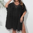 thumbnail image 6 of Pitauce Swimsuit Coverup for Women Sexy Hollow Out Embroidery Crewneck Tassels Pool Beach Cover Ups Short Sleeve Summer Casual Bikini Cover Up, 6 of 7