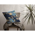 thumbnail image 4 of Carnation Garden Throw Pillow in Light Blue on Navy 18x18, 4 of 4