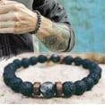 thumbnail image 6 of EOEMY Anxiety Relief Mens Bracelet Wooden Lava Stone Beads Stretch Diffuser Bracelets-Red Turquoise, 6 of 9