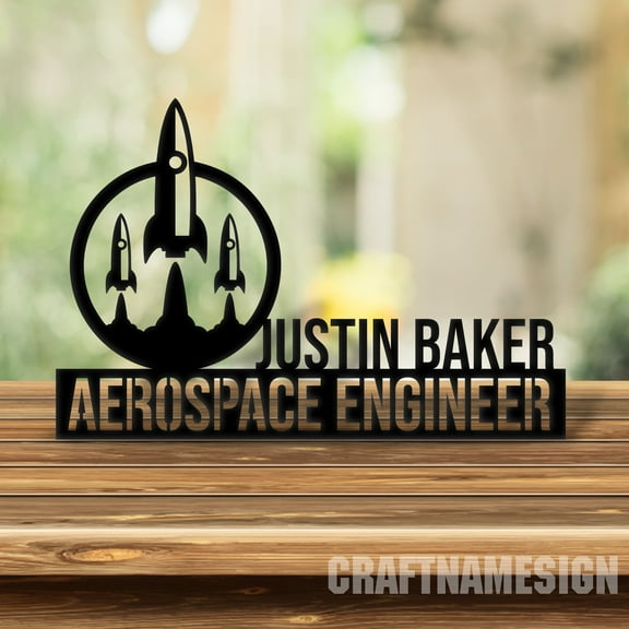 Craftnamesign Custom Aerospace Engineer Desk Name Plate, Aircraft Engineering Metal Nameplate