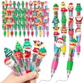 thumbnail image 3 of 48 pcs Christmas Multicolor Ballpoint Pens 4 Colors in 1, Retractable 0.7mm Cartoon Cute Fun Pens for Santa Snowman Writing Pens (Random style), 3 of 9