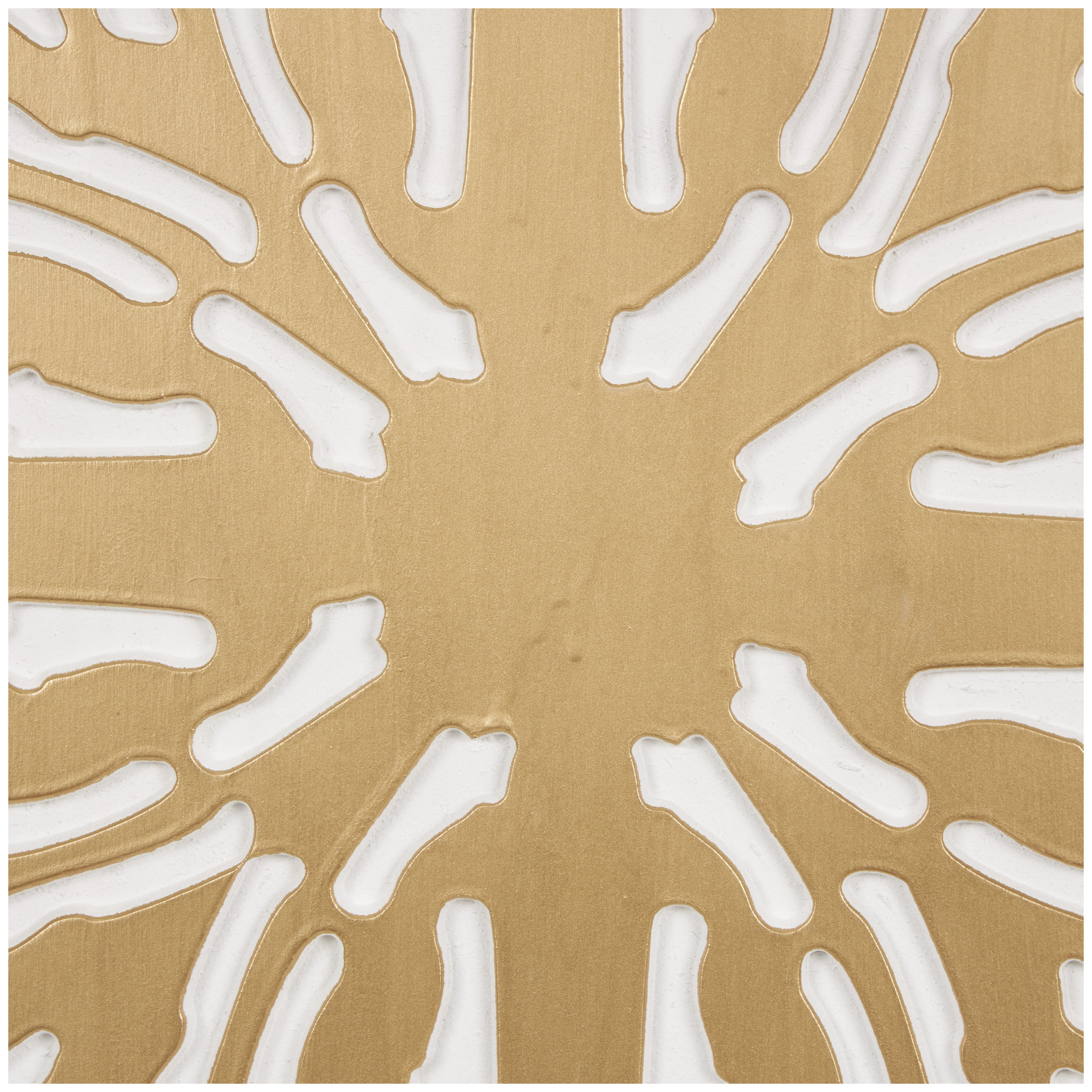DecMode Gold Wooden Abstract Carved Starburst Wall Decor with White Backing