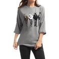 thumbnail image 3 of Unique Bargains Hauts Amples à Épaules Tombantes Manches 3/4 Imprimé Cheval pour Femme, 3 of 6
