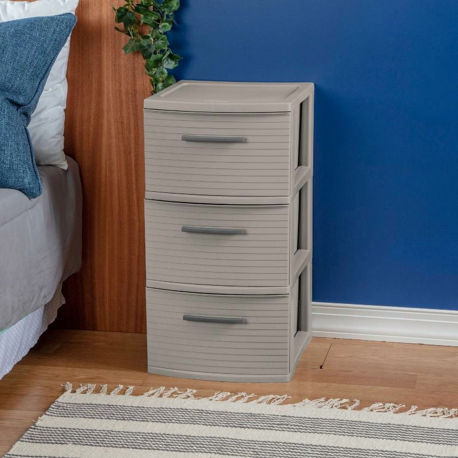 3 Drawer Medium Tower Dark Gray : Plastic Storage Drawers, Portable Universal Storage, No Assembly Required