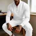 thumbnail image 4 of LEKWK Tracksuit Men 2 Piece Outfit Quarter Zip Mock Neck Sweatshirt and Jogger Sweatpants Athletic Fall Winter Gym Sweatsuits Matching Sets, 4 of 6
