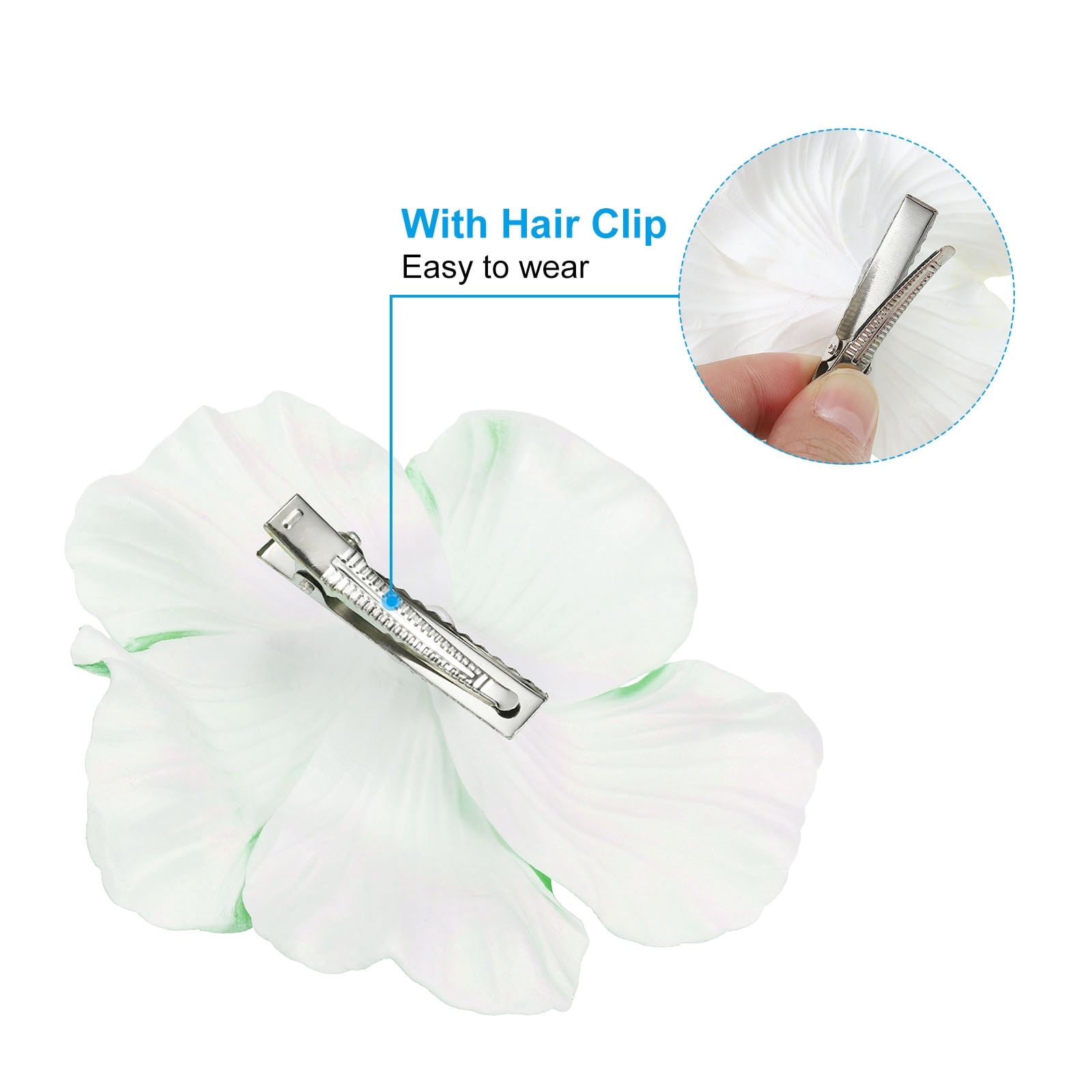 Uxcell Hawaiian Hibiscus Flowers Artificial Flowers Hair Clip DIY Foam Hibiscus Flower Green 16 Pack