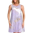 thumbnail image 1 of Fotbe Lavender Glitter Foil Stripes Vestido de Verano sin Mangas para Mujer – Vestido Midi Línea A, Estilo Camiseta Floral, Vestido Playero Casual y Fluido, 1 of 7