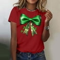 thumbnail image 2 of Zwiiyzr Womens St Patricks Day Clover Print Pullover Short Sleeve Casual T-Shirt Shamrock Green Theme Soft Comfortable Festival Party Wear Top Red, 2 of 6