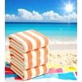 thumbnail image 2 of BY LORA Terry Pure Natural Cotton Cabana Beach & Swimming Pool Towels, Orange White, Set of 4, 2 of 4
