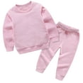 thumbnail image 2 of BRGZLK Boys Outfits Solid Color Long Sleeved Casual Sweatshirt and Sweatpants for Daily Wear Fall Fashion Outfits Pink 12-18 Months, 2 of 5