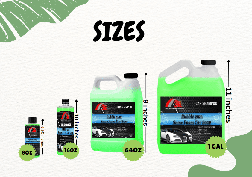 3E Bubble Gum Car Wash Snow Foam Shampoo Pressure Washer Jet Gun Cleanser Cannon, pH Balanced, Easy Rinse, Scratch Free Car Soap Half Gallon (64 fl oz)