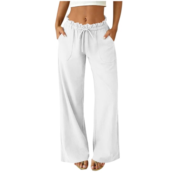 BUIGTTKLOP Women's Lounge Pants Low Waisted Wide Leg Elastic Drawstring Sweatpants Palazzo Pajama Trousers