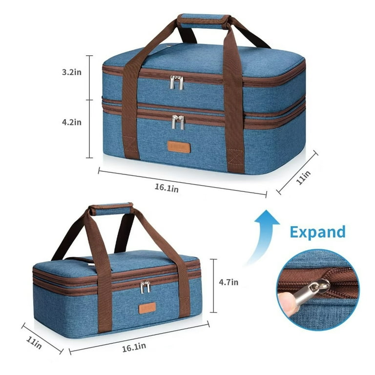 LHZK Insulated Casserole Carrier, Expandable, Fits 11x15 or 9x13