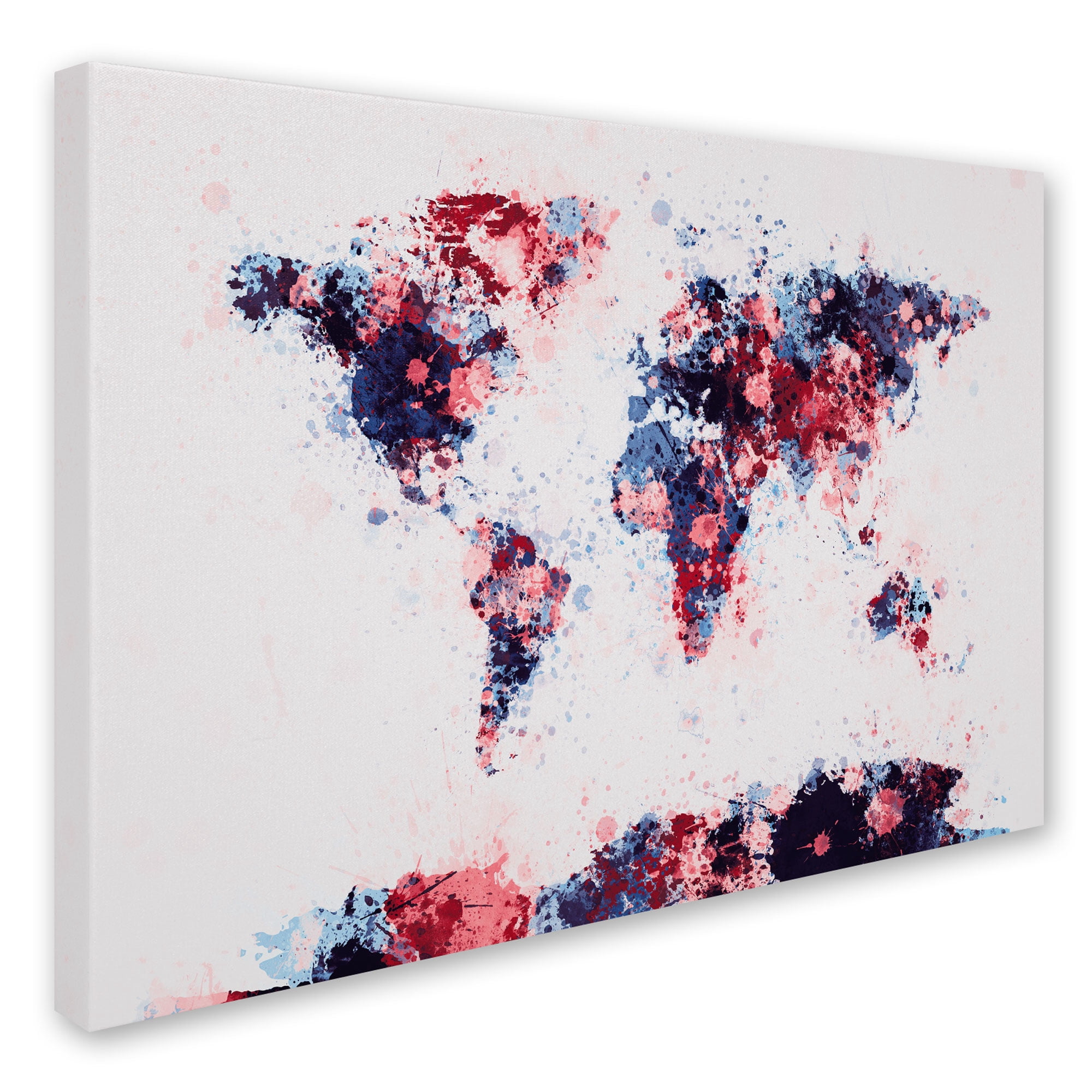 Trademark Art 'Paint Splashes World Map 3' Canvas Art by Michael Tompsett