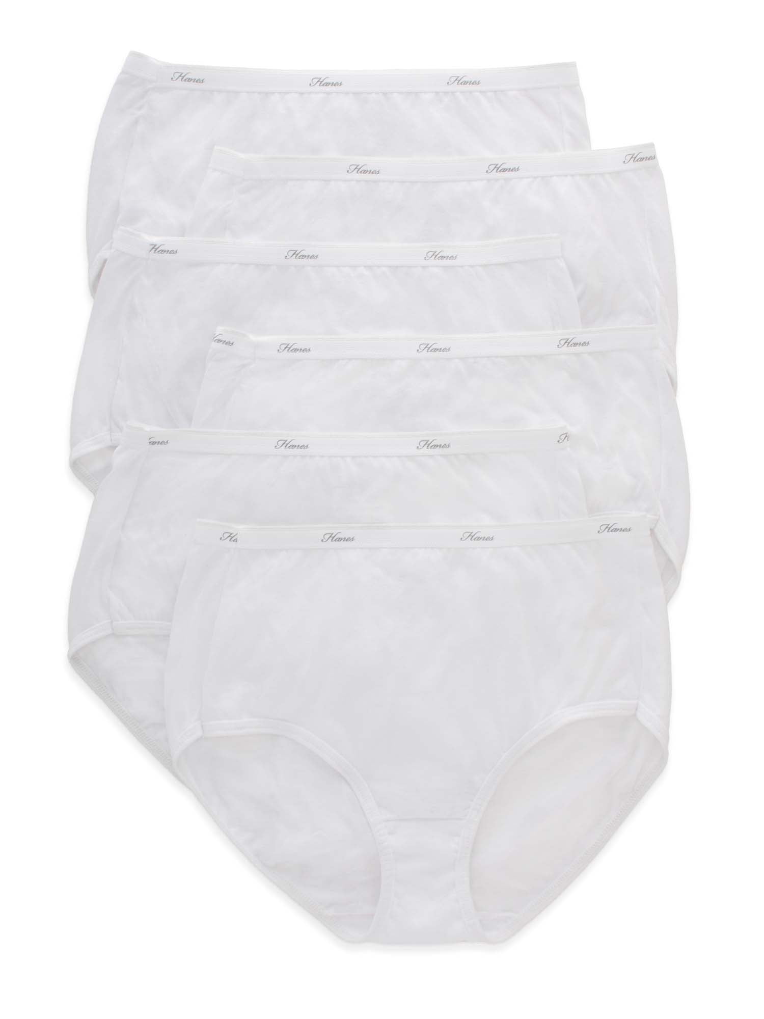 Hanes Women's Cool Comfort Cotton Brief Underwear in White, 6-Pack