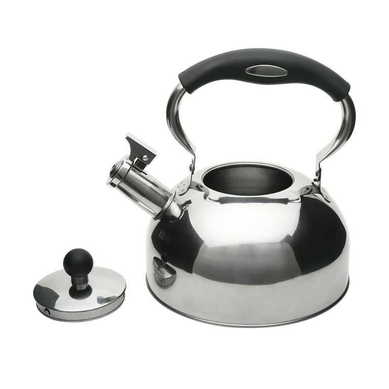 ELITRA Stainless Steel Whistling Kettle Tea Pot with Handle - 2.6 Qt/2.5 L  Black