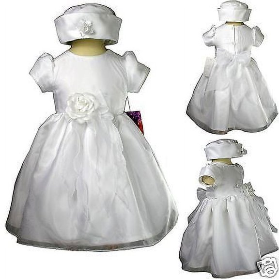 New Baby toddler Girl Pageant Wedding Christening Formal White dress size 0-36M
