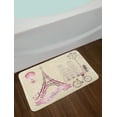 thumbnail image 2 of Kiss Bath Mat, Floral Paris Symbols Landmarks Eiffel Tower Hot Air Balloon Bicycle Romantic Couple, Non-Slip Plush Mat Bathroom Kitchen Laundry Room Decor, 29.5 X 17.5 Inches, Ivory Pink, Ambesonne, 2 of 2
